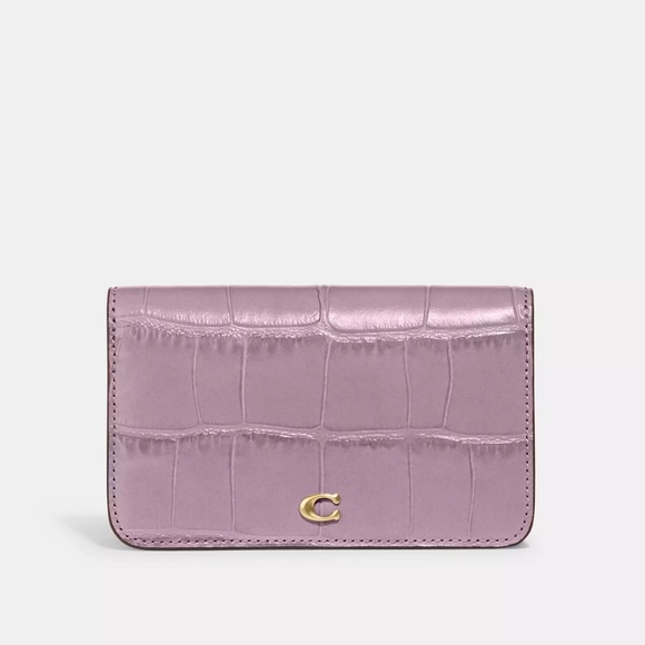 Coach Lavender Croc-Embossed Wallet - Picture 1 of 8
